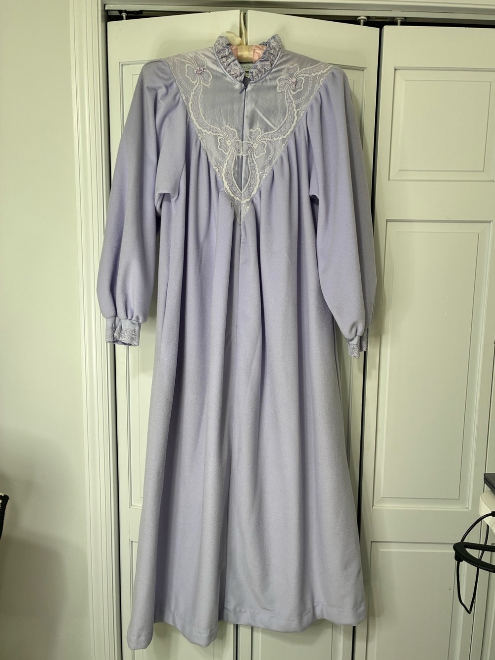 Gilligan & O'Malley Lavender Long Sleeve Nightgown with Lace Yoke